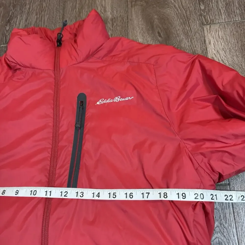 Eddie Bauer Goose Down Puffer Jacket Mens Medium Red Evertherm First Ascent - Picture 8 of 12